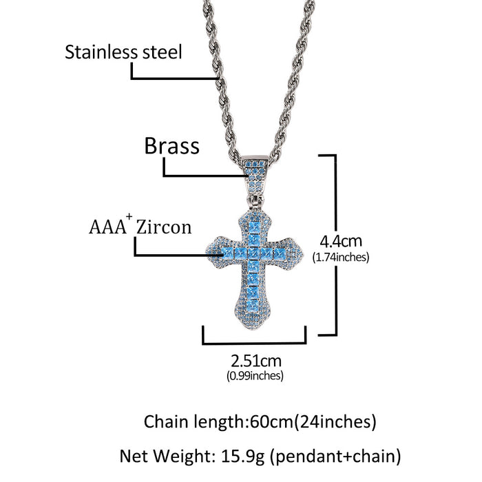 Wholesale Zircon Cross Men's Necklace Fashion All-match Chain Jewelry