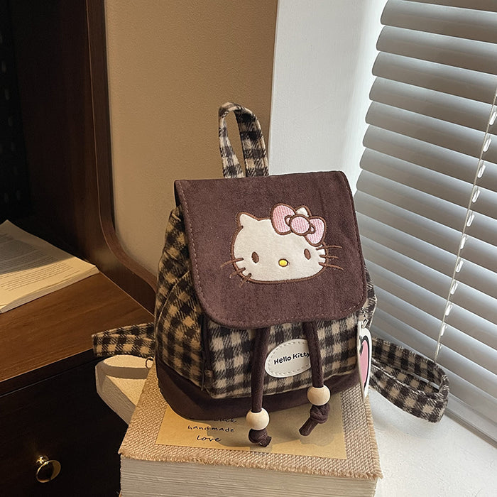 Wholesale Cute cartoon brown checkered parent-child backpack bags