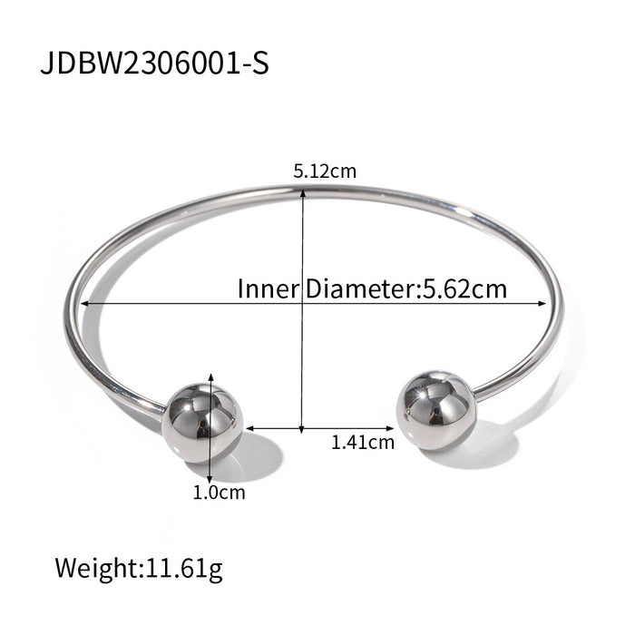 Wholesale Stainless Steel Irregular Texture Spherical Open Titanium Steel Bracelet