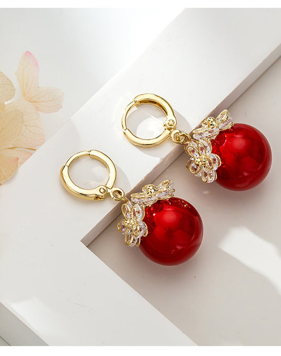 Wholesale   long earrings for women  red Agate Pearl earrings earrings