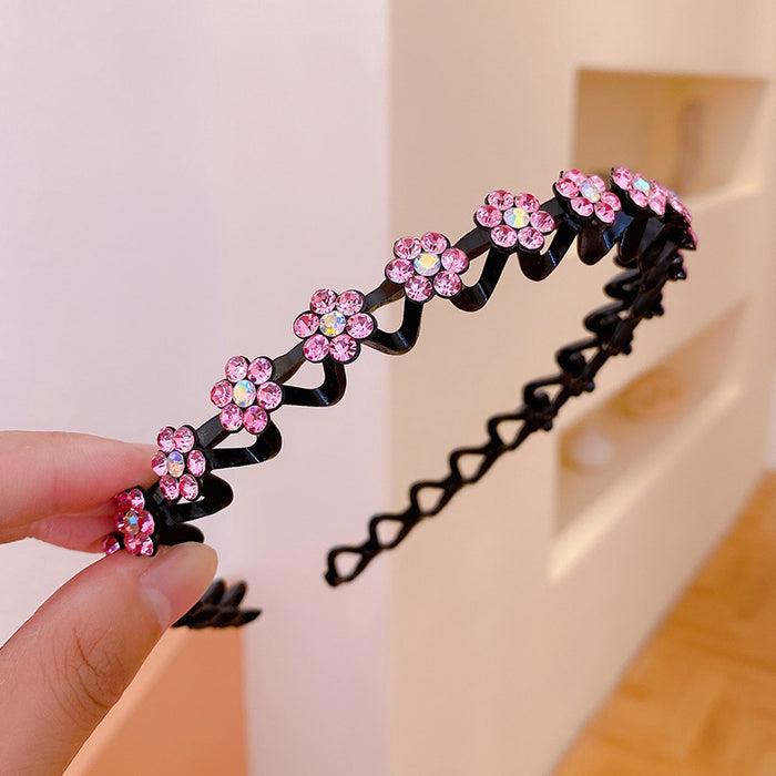 Wholesale Plastic Rhinestone Plum Blossom Wave Hair Hoop JDC-HD-JunJie002