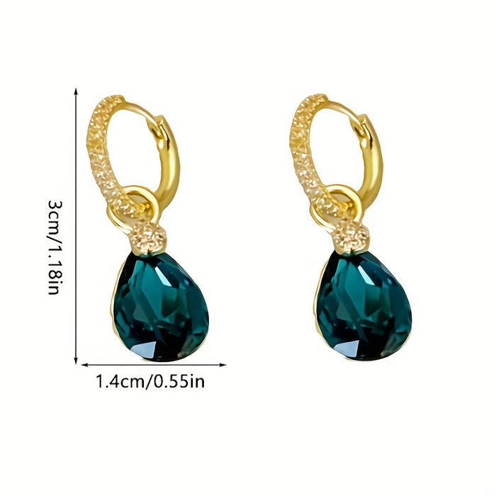 Wholesale Blue water drop glass earrings new style temperament design earrings