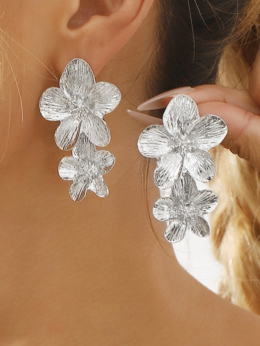 Wholesale Zinc Alloy Butterfly Hoop Earrings Pink Multi-Layer Hollow Design Jewelry Accessory MOQ≥2