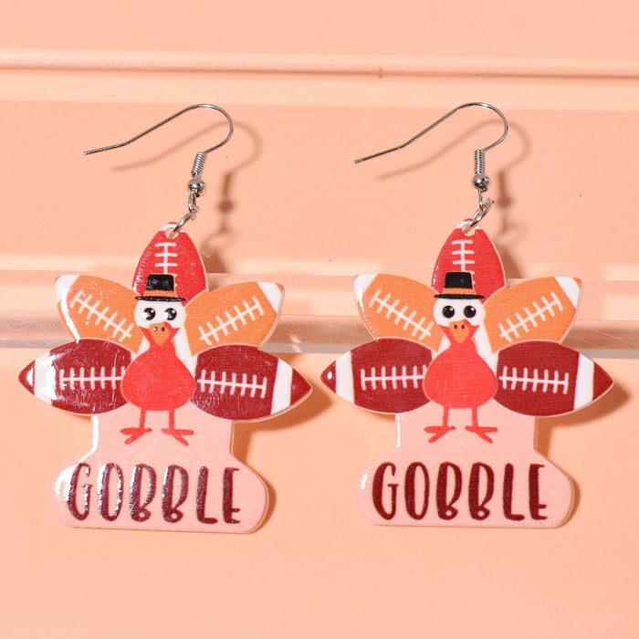 Wholesale Thanksgiving Cartoon Turkey Earrings JDC-ES-Zhanh006