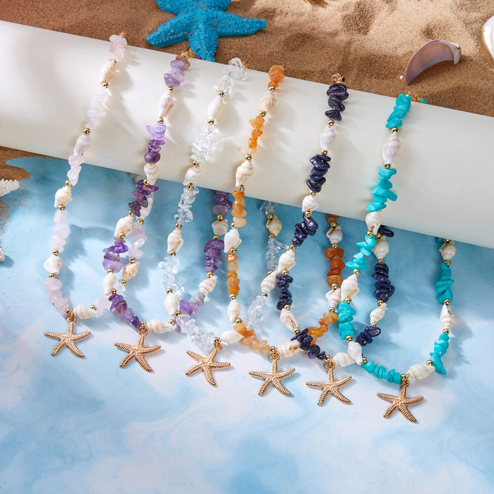 Wholesale Shell Bohemian Necklace and Bracelet Set Star and Sea Motif Jewelry