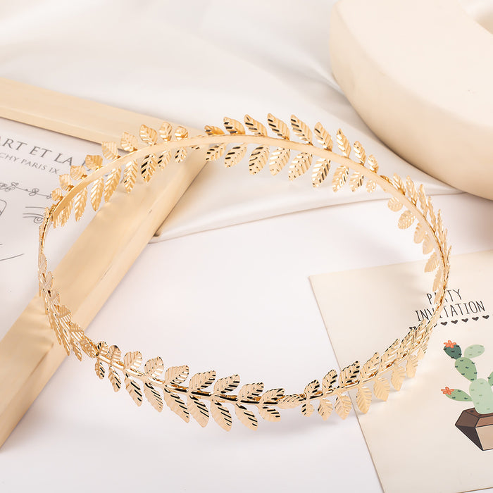 Wholesale bride leaf headband bride golden leaf headdress hair accessories crown headband Christmas