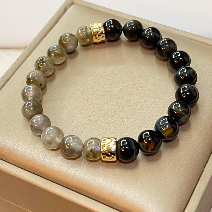 Wholesale Tiger Eye Stone Bracelet, Simple Grey Moonlight Elastic Crystal Bracelet, Jewelry