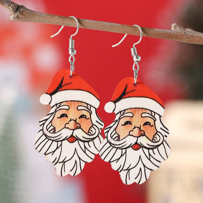 Wholesale Christmas  Pendant Earrings Wooden Double-Sided Earrings