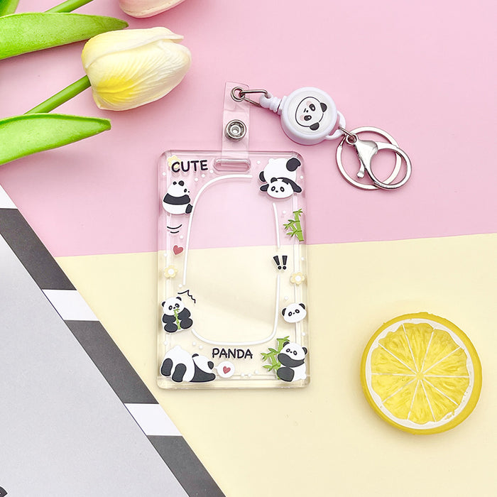 Wholesale Acrylic Cute Cartoon Simple Transparent Card Set Keychain JDC-KC-BoWen004