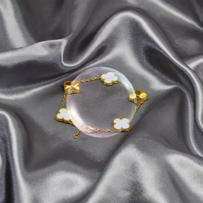 Wholesale Stylish Four Leaf Clover Bracelet In Gold Stainless Steel Chic Gift For Everyday Wear