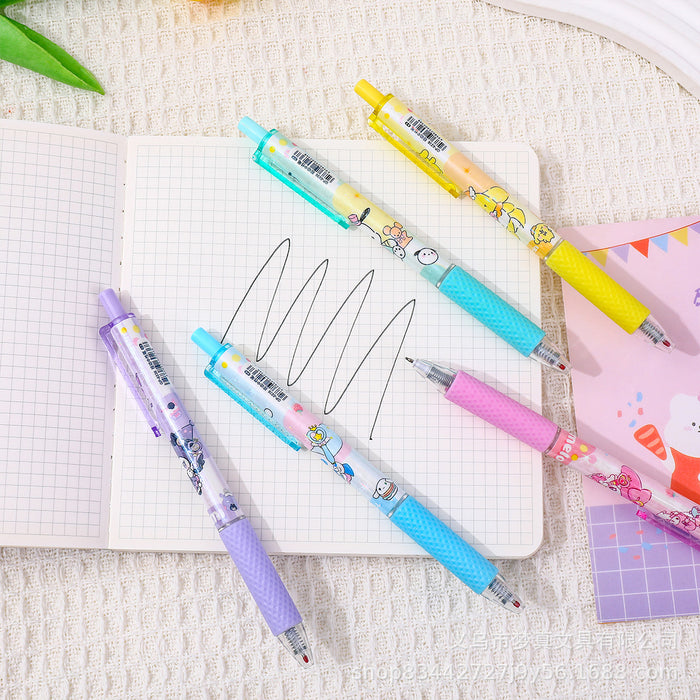 Wholesale 5pcs Press Gel Pen Quick Dry Brush Pen Cute Carbon Black Pen