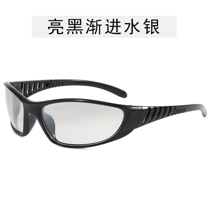 Wholesale Sports sunglasses, silver fashionable glasses, personalized cycling, futuristic, versatile sunglasses