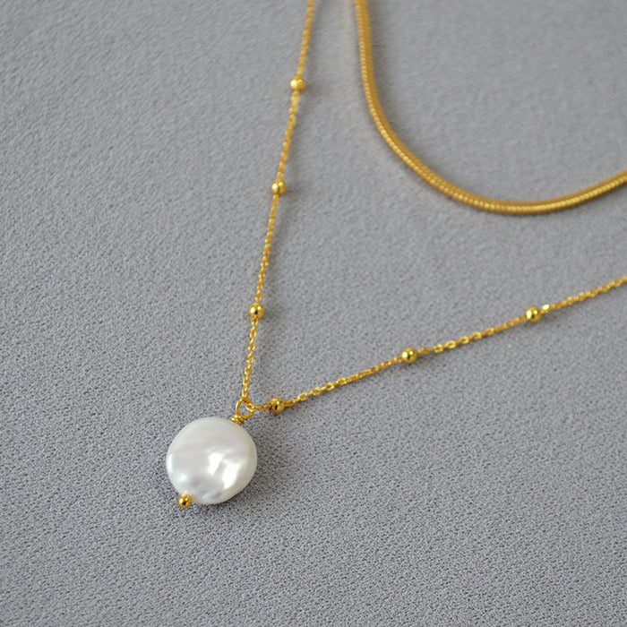 Wholesale Pearl necklace, women's layered snake bone chain design, high-end clavicle chain
