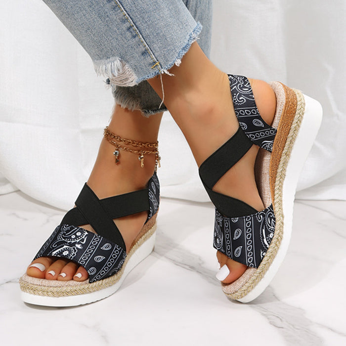 Wholesale Summer PU Flat Wedge Heel Fish Mouth Casual Women's Sandals JDC-SD-Xinlan001