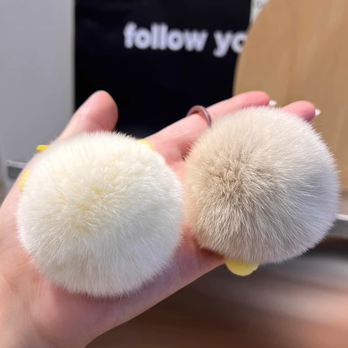 Wholesale Rex Rabbit Fur Small Charcoal Ball Furry Keychain