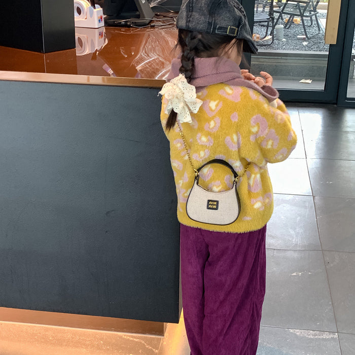 Wholesale Leopard print shoulder bag, fashionable plaid handbag, children's bag