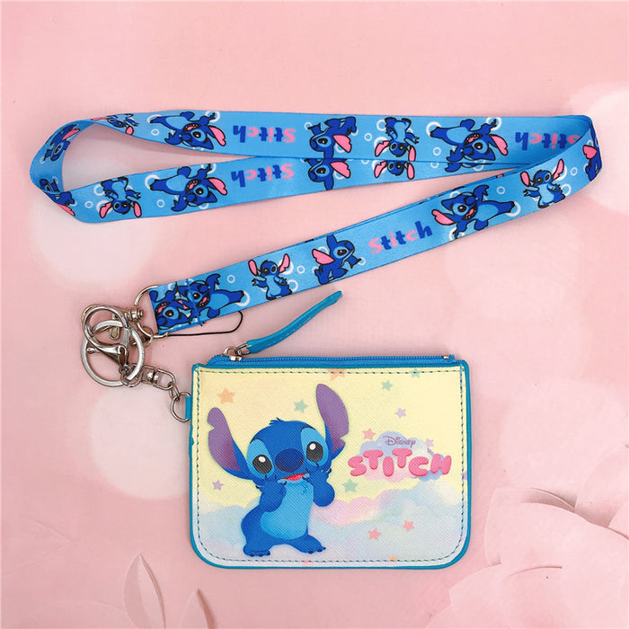 Wholesale PU Cartoon Printing with Key Chain Lanyard Card Holder Coin Purse JDC-WT-YaLL017