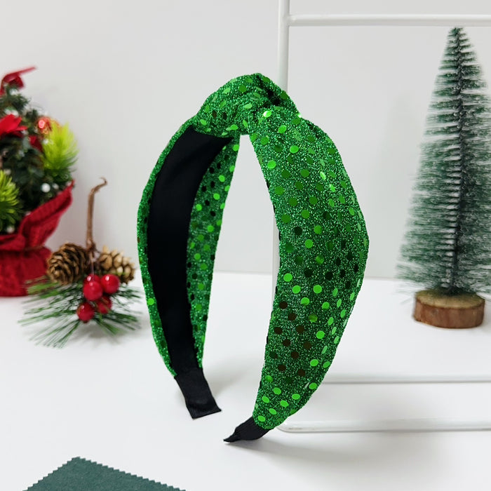 Wholesale Polka dot sequin knotted headband mesh wide-brimmed high skull headband Christmas atmosphere headdress