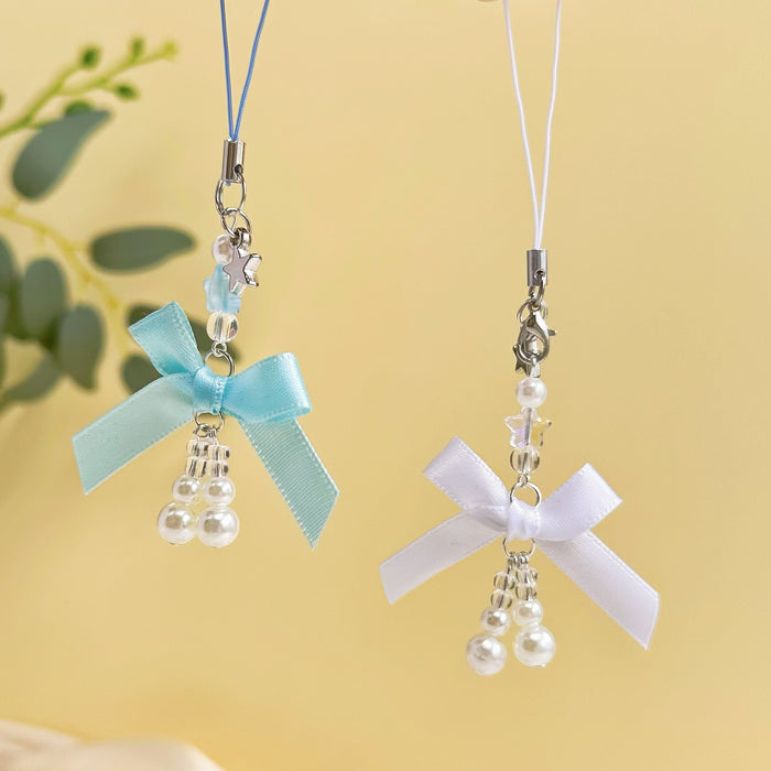 Wholesale Jewelry Sweet Girl's Heart Pearl Bow Pendant Mobile Phone Hanging Rope Chain