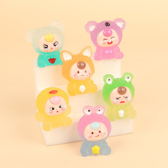 Wholesale Gradient doll resin glow-in-the-dark cute particle keychain