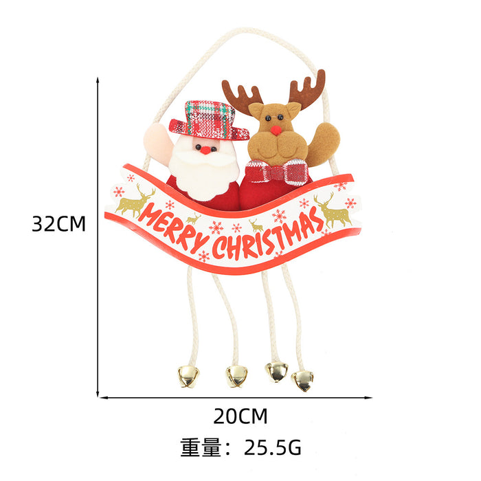 Wholesale Christmas Pendant Cute Cartoon Santa Elk Decorations Christmas Tree Bell Pendant