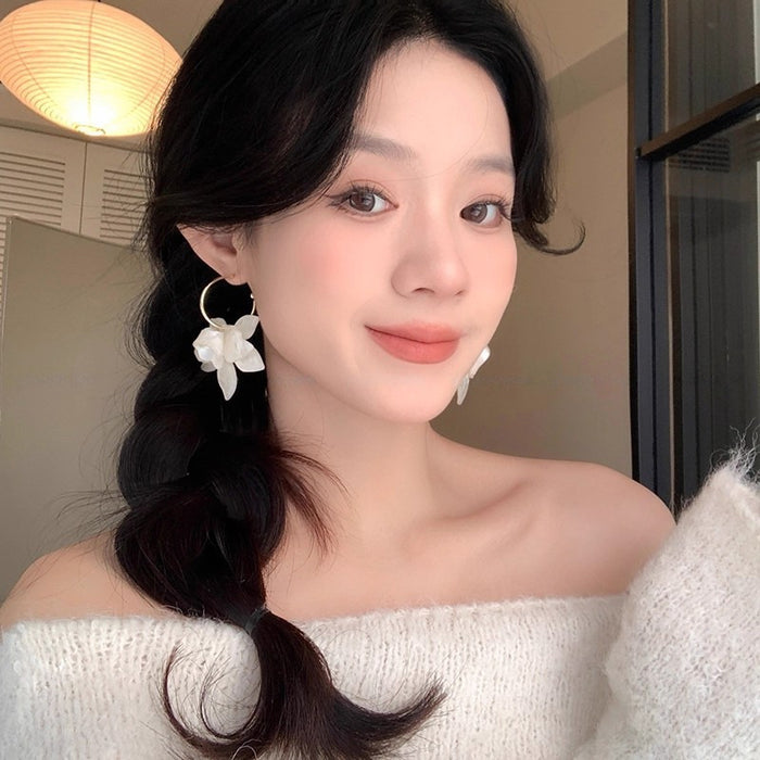 Wholesale Three-Dimensional Aesthetic Gardenia Flower Earrings for Women