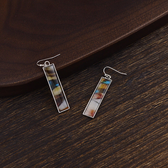 Wholesale colorful geometric color block long pendant earrings