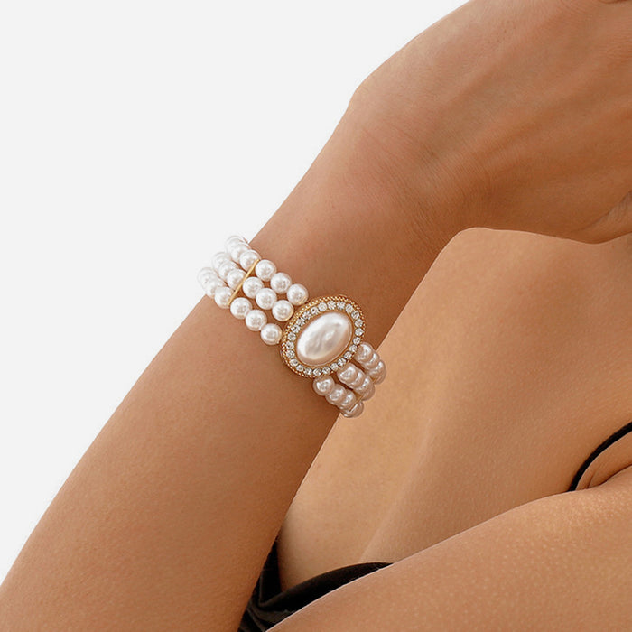 Wholesale  Imitation Pearl Rhinestone Resin Beaded Cold Style Bracelet
