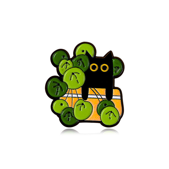 Wholesale Oil Dripping Cartoon Potted Plants Cute Black Cat Badge Brooch Bag Clothing Coat Animal Badge
