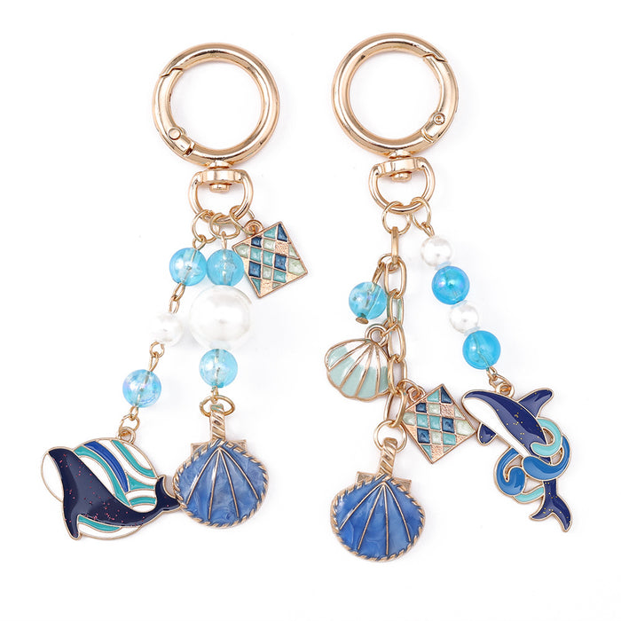 Wholesale Marine animal whale shell metal keychain