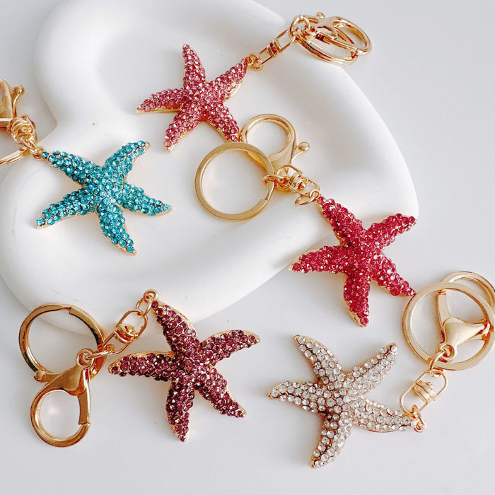 Wholesale Rhinestone Starfish Zinc Alloy Keychain JDC-KC-ZhanLun020