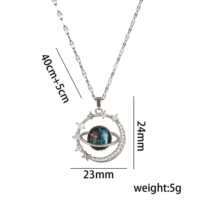 Wholesale Titanium Steel Planet Starry Sky Necklace JDC-NE-Kucai024