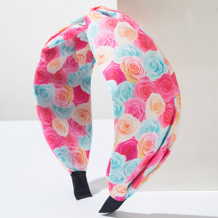 Wholesale Printed fabric headband, fashionable cross high skull top, outdoor hair accessory