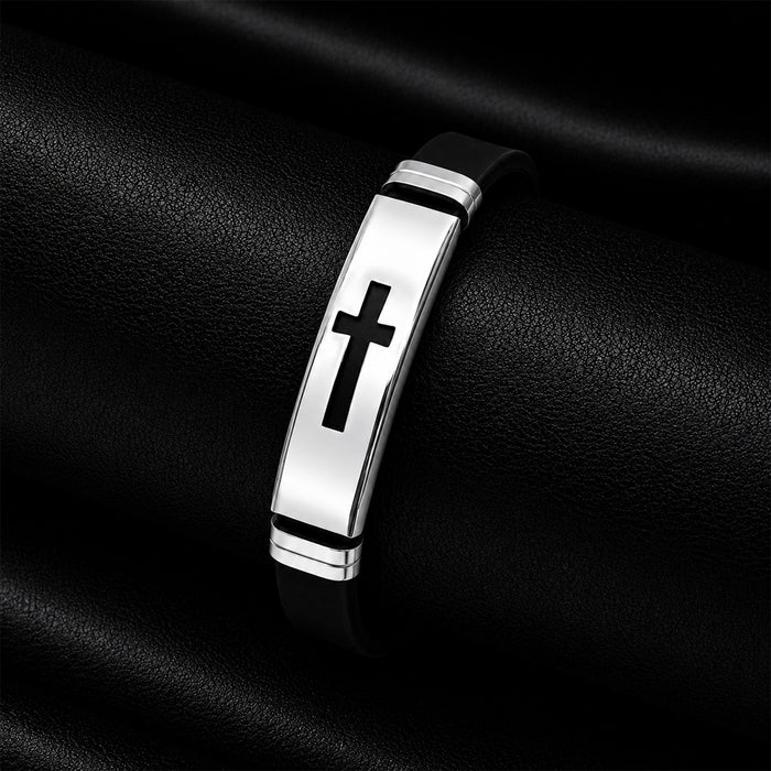 Wholesale Stainless Steel Cross Design Men' s Bracelet - Adjustable Everyday Wear