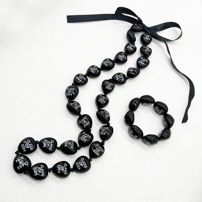 Wholesale Acrylic Imitation Nut Ribbon Knot Graduation Season Ribbon Wreath Necklace