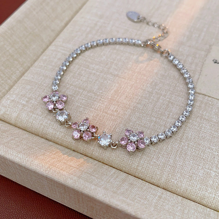 Wholesale Pink Zircon Geometric Round Pull-out Bracelet