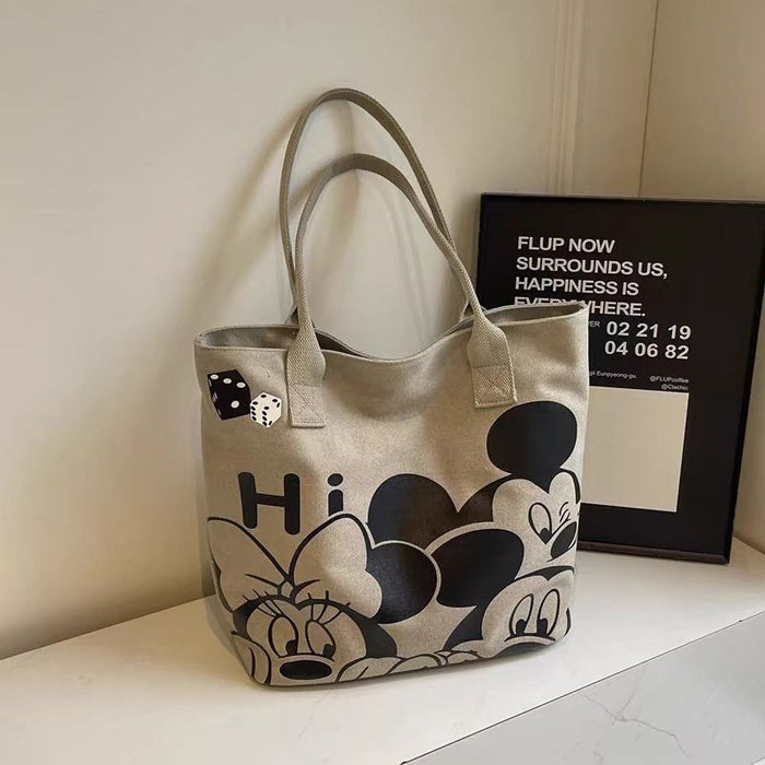 Wholesale Cartoon Canvas Bag Thickened New Style Large Capacity Handbag Commuting Shoulder Tote