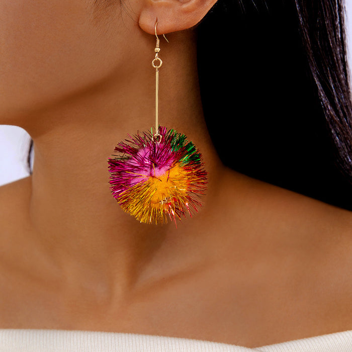 Wholesale Christmas Pom Pom Earrings - Cute Colorful Glitter Earrings for Women Fashion Accessory Resale MOQ≥2