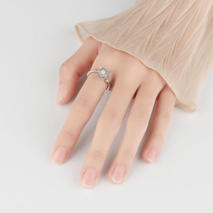 Wholesale Chic Adjustable Sunflower Ring In Gold Tone Copper Spinning Stress Relief Ring For Women Boutique Jewelry Resale