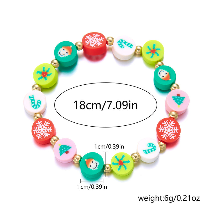 Wholesale Christmas Polymer Clay Beaded Bracelet Handmade Cartoon Charm Bracelet Fashion Accessory