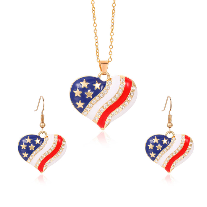 Wholesale Jewelry alloy diamond studded striped earrings necklace set