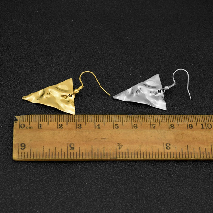 Wholesale Concave and Convex Triangular Titanium Steel Earrings JDC-ES-LvZ002