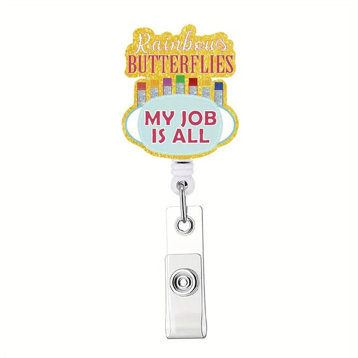 Wholesale Acrylic Glitter Nurse Badge with English Letters Easy-pull Buckle JDC-KC-KaMei005