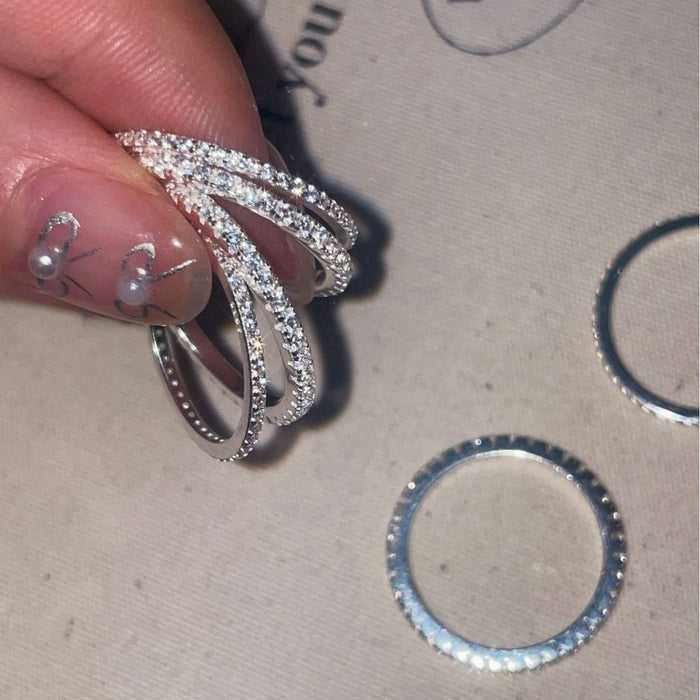 Wholesale Pure silver fine sparkling diamond ring for women, exquisite and fashionable, niche zircon index finger ring, light luxury and cool style ring