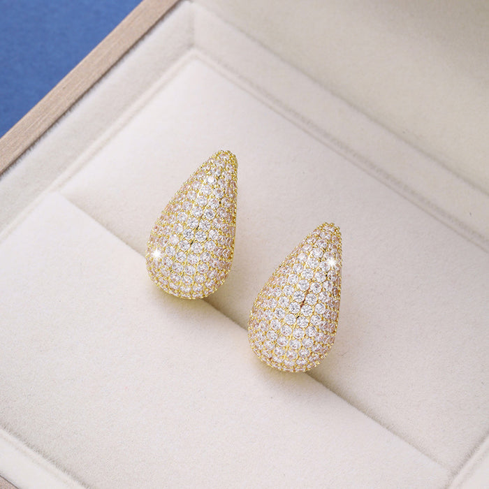 Wholesale Alloy Micro-inlaid Diamond Water Drop Earrings JDC-ES-ZhuoM001