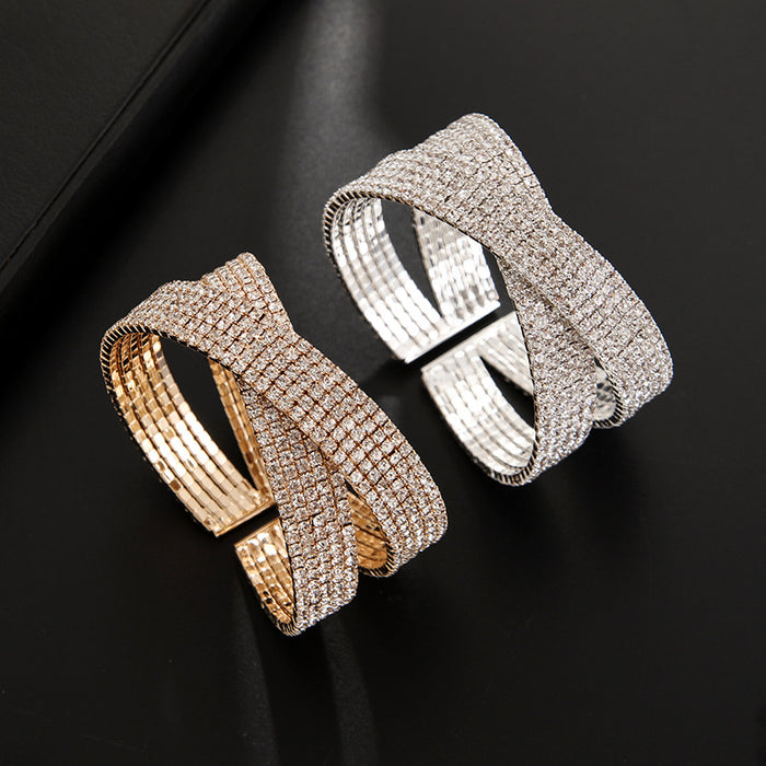 Wholesale Rhinestone steel wire ten row cross bracelet performance bracelet accessories