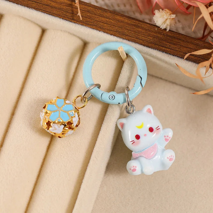 Wholesale Cute Cat Resin Phone Chain Keychain Cartoon Animal Bag Charm Gift For Girls Boutique Resale Accessory