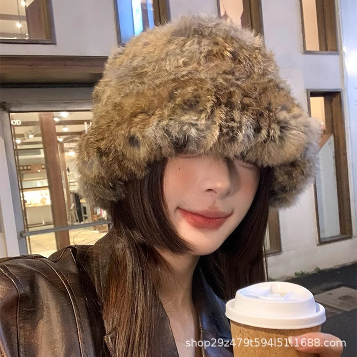 Wholesale Women's thickened warm and cold resistant woolen hat, fur ear protection hat