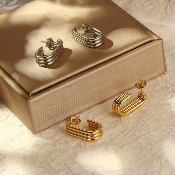 Wholesale Three-wire hook earrings Titanium steel