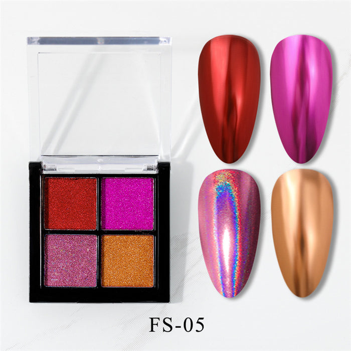 Wholesale Nail art four-color magic mirror powder, laser powder, two-color solid powder